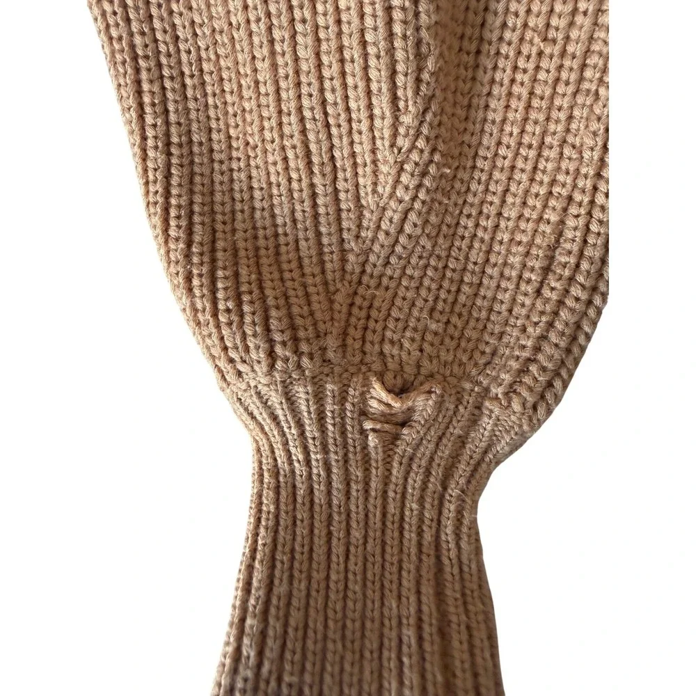 Staud Marylebone Sweater Dress XS – Camel Knit Balloon Sleeve Ribbed Mini - Picture 6 of 8